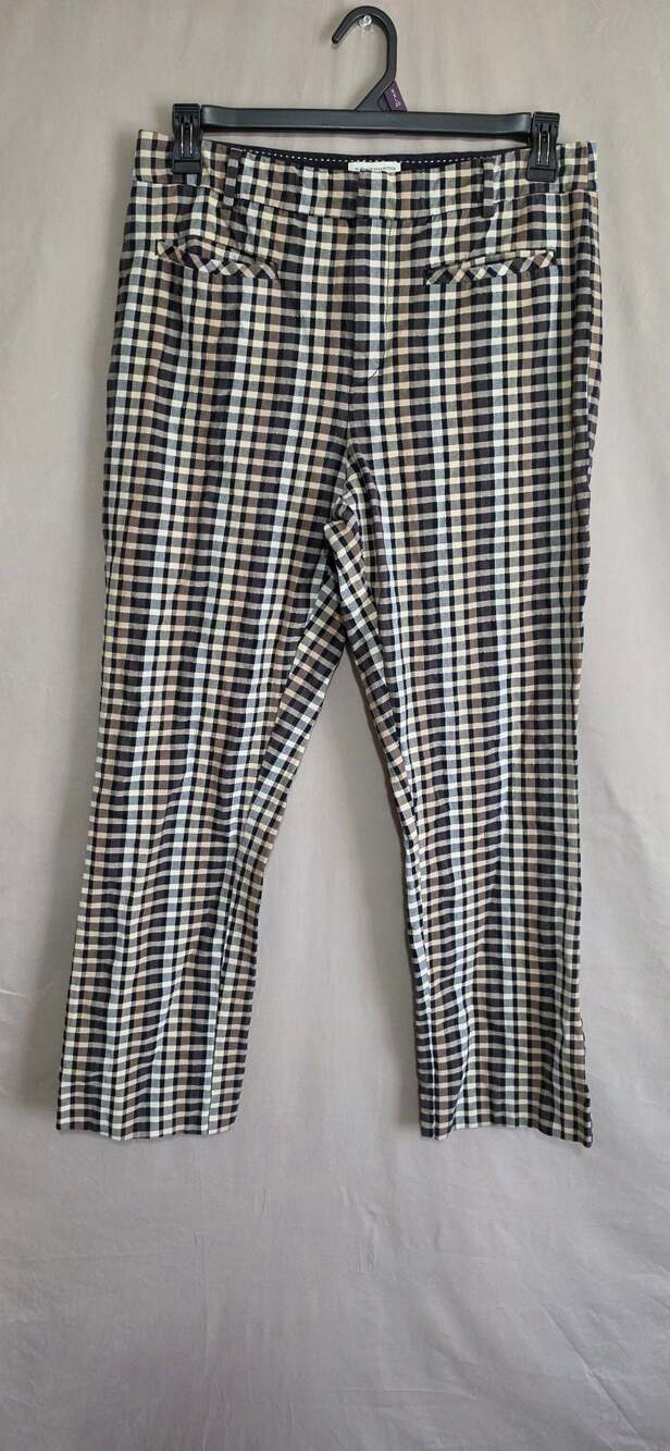 Anthropologie The Essential Collection Plaid Check Slim Crop Pants Size 12 Tall